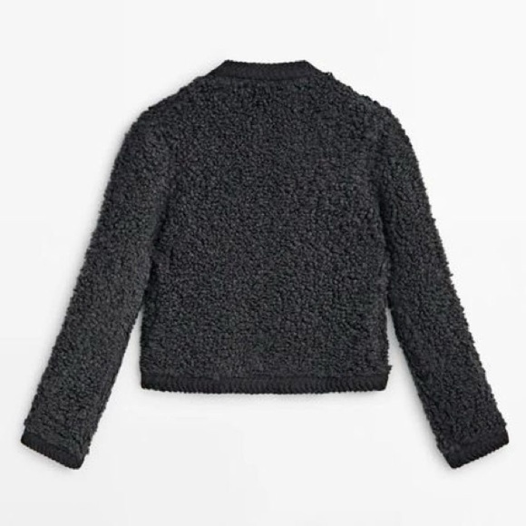 NWT. Massimo Dutti Lead (black/gray) Wool Blend Bouclé Knit Cardigan. Size S, M. - Picture 9 of 14